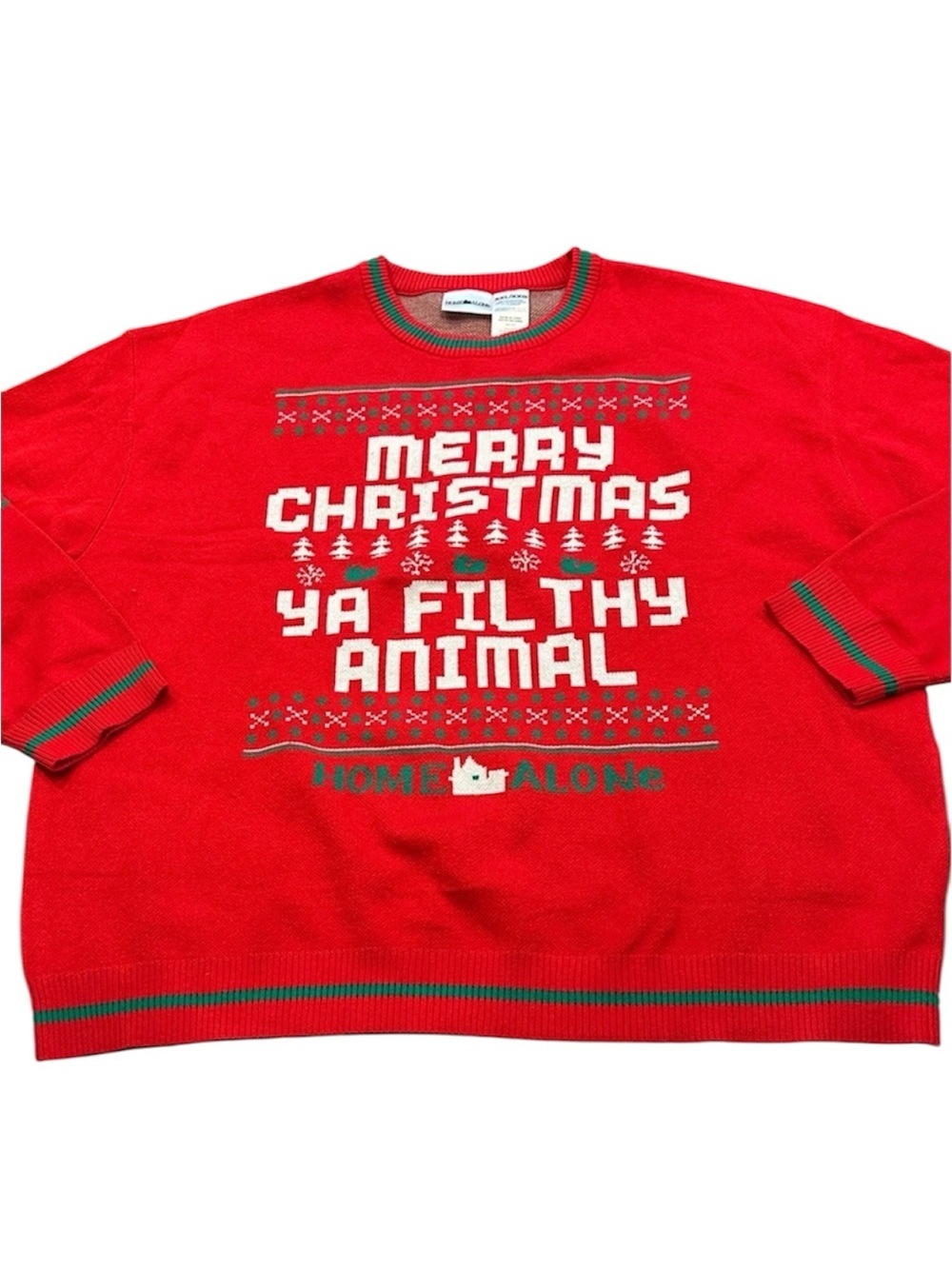HOME ALONE Merry Christmas Ya Filthy Animal red sweater size XXlarge